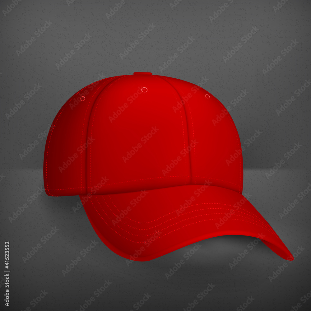 Red baseball cap, vector