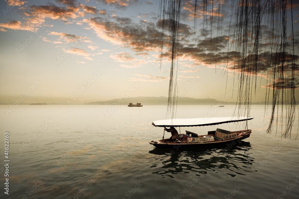 the west lake at sunset