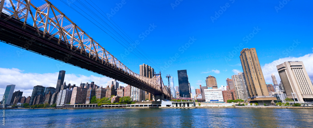 New York skyline panorama and Queensboro Bridge