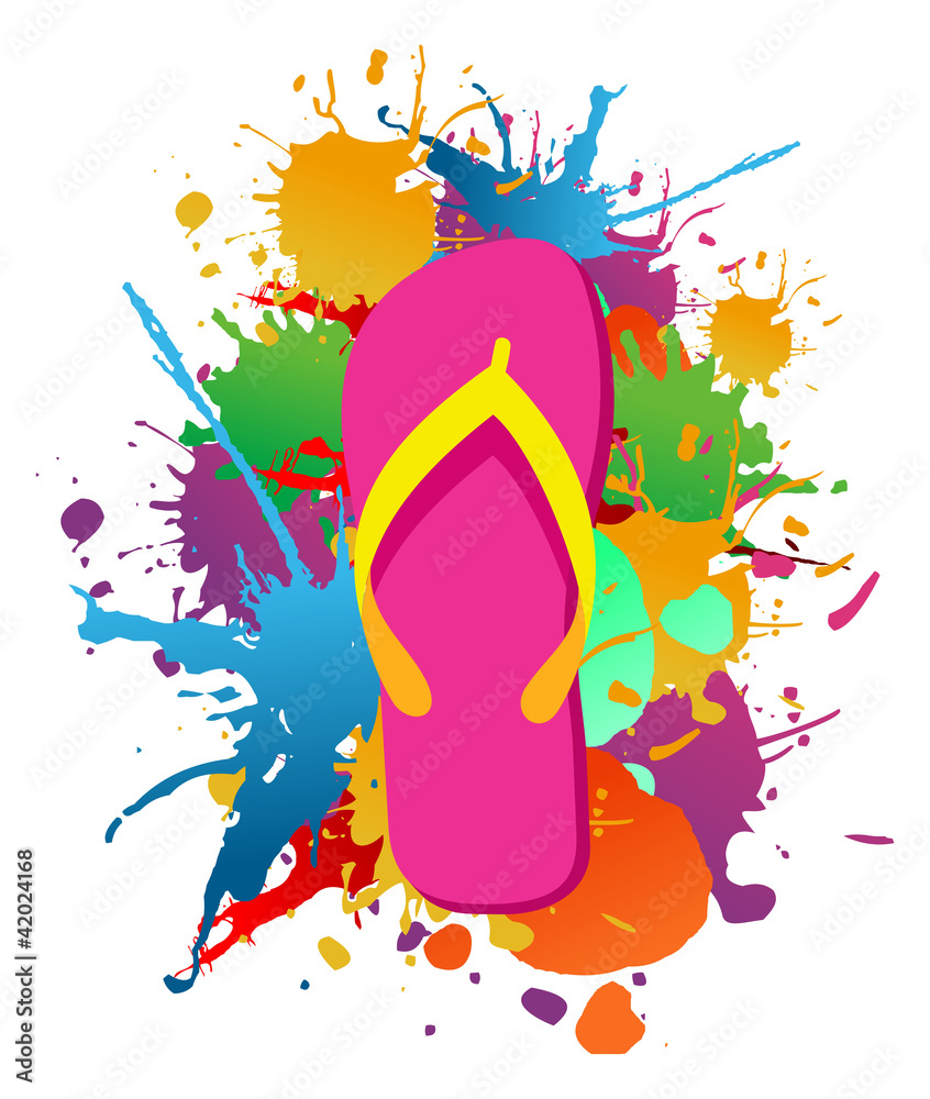 Flip flops paint splash background