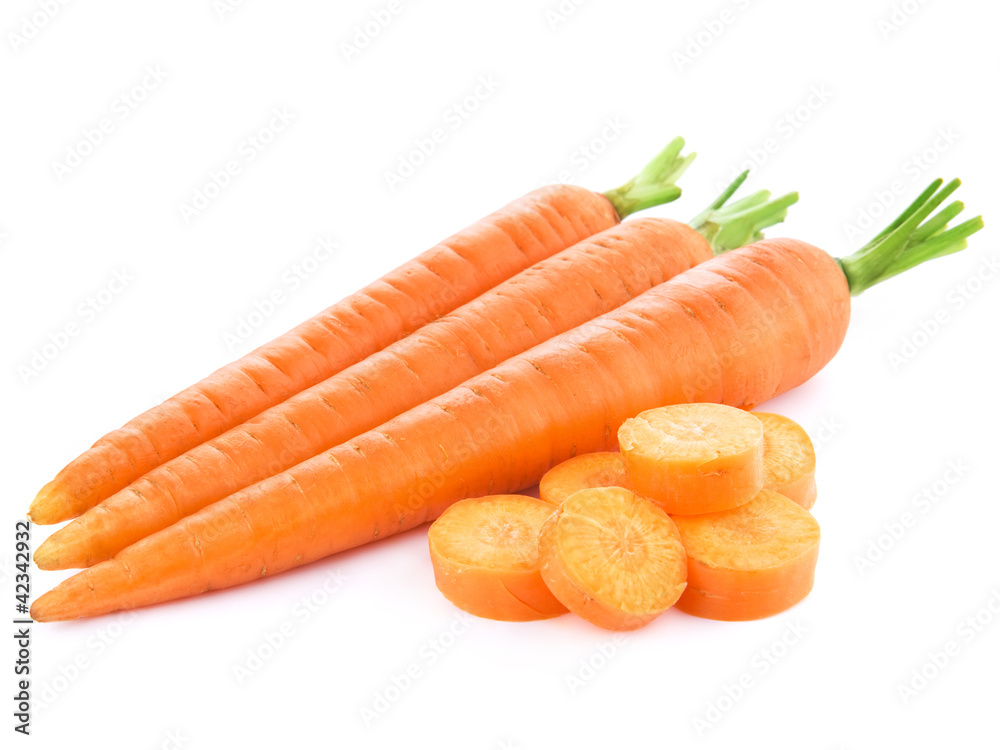 fresh carrots isolated on white background