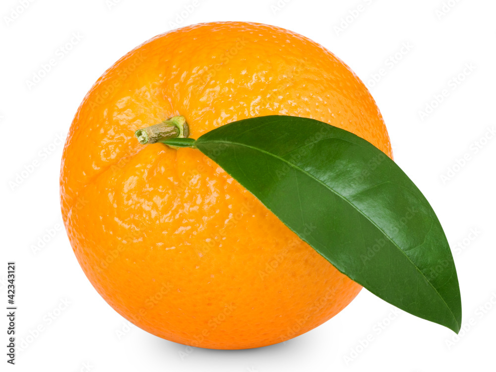 Ripe orange isolated on white background + Clipping Path