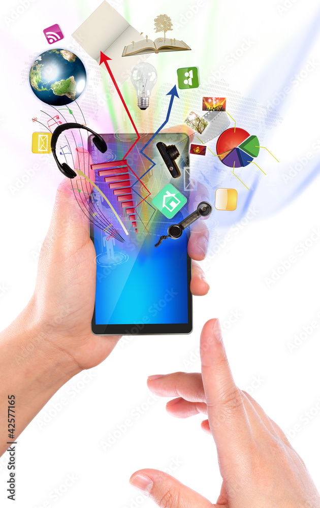 Business hand with mobile phone