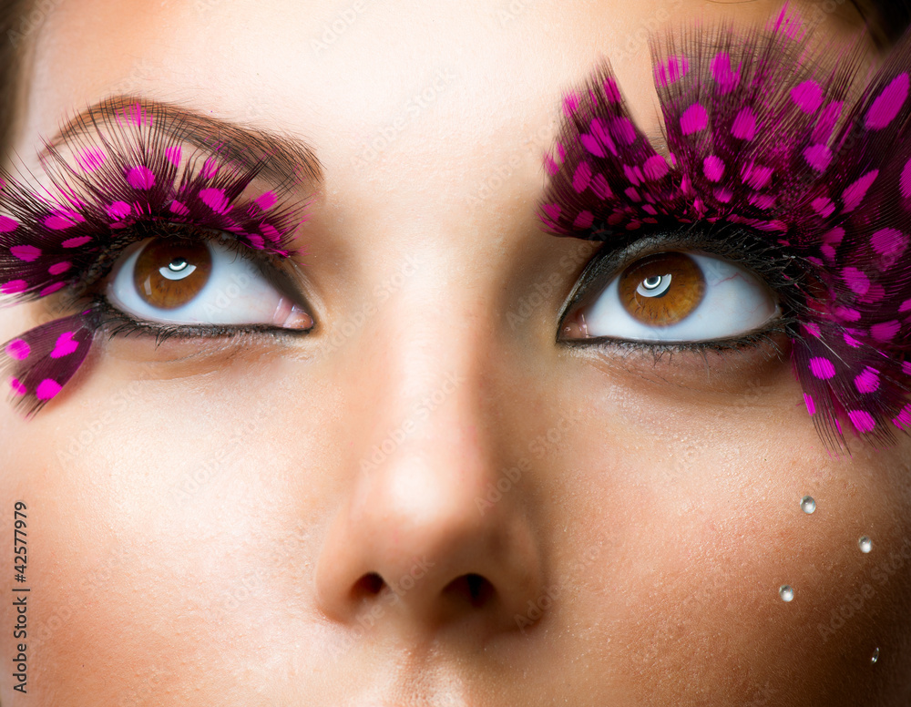 Fashion False Eyelashes. Stylish Makeup