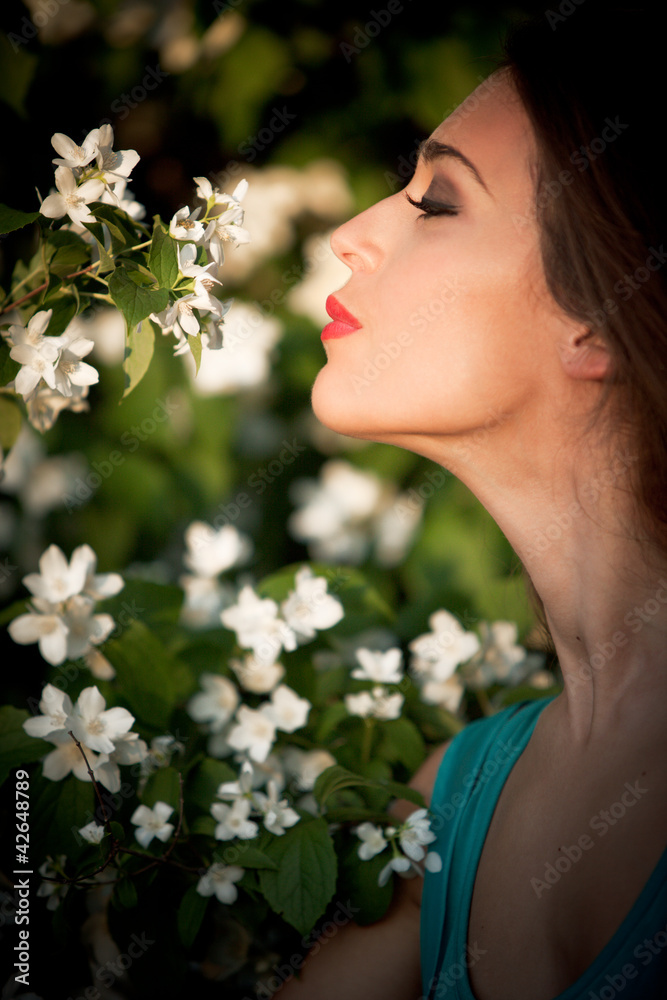 girl and flowers