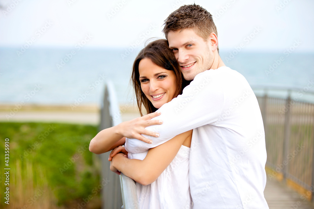 Romantic Couple Hugging in the Park