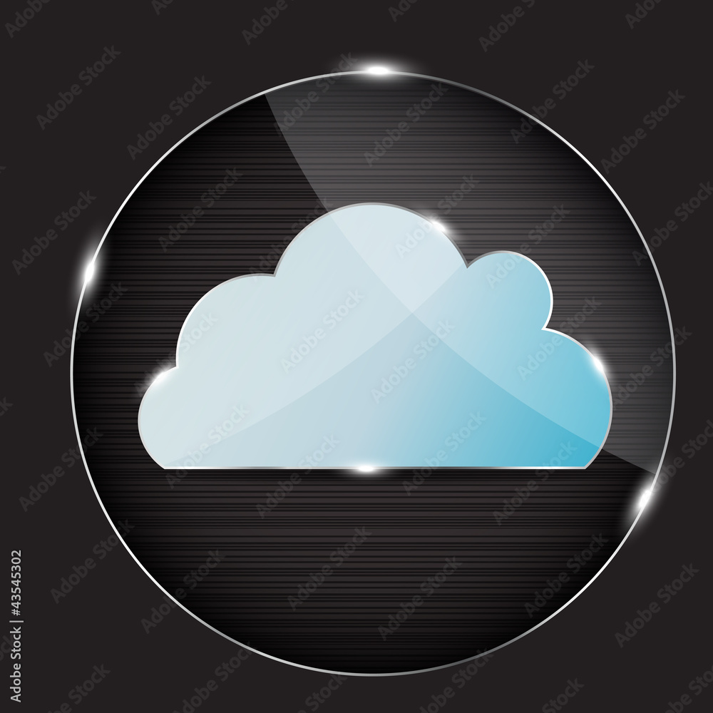 Vector glass button with cloud icon