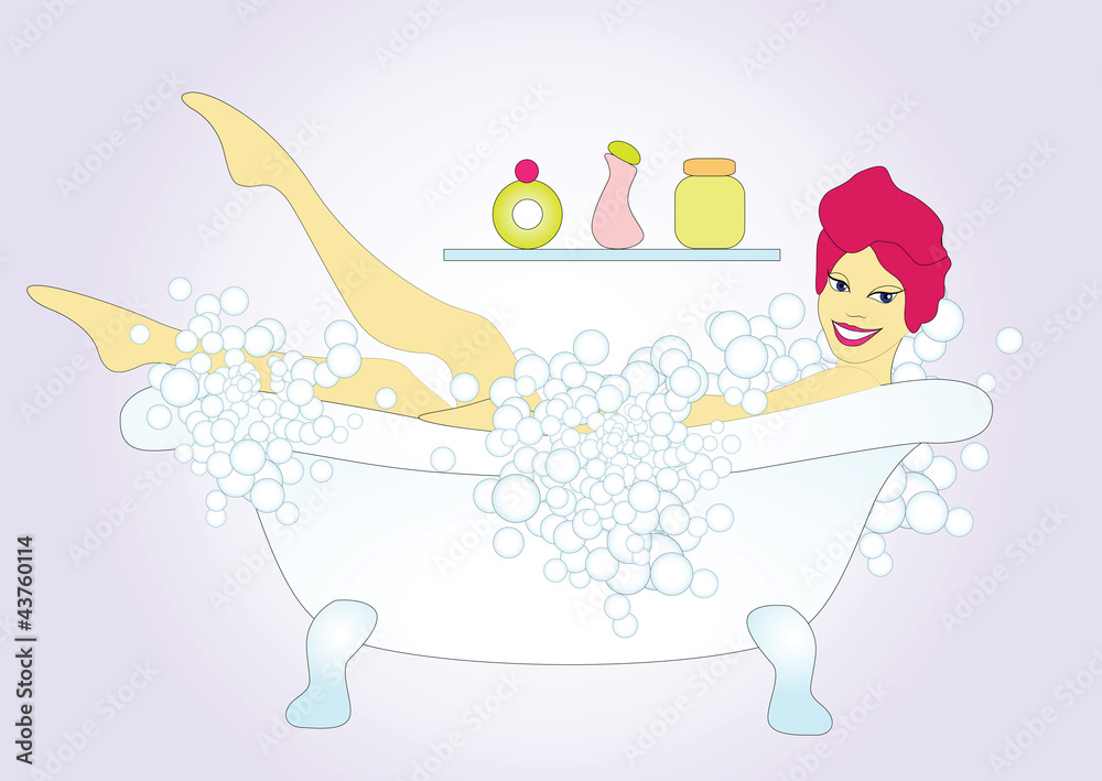 Young lady taking bath