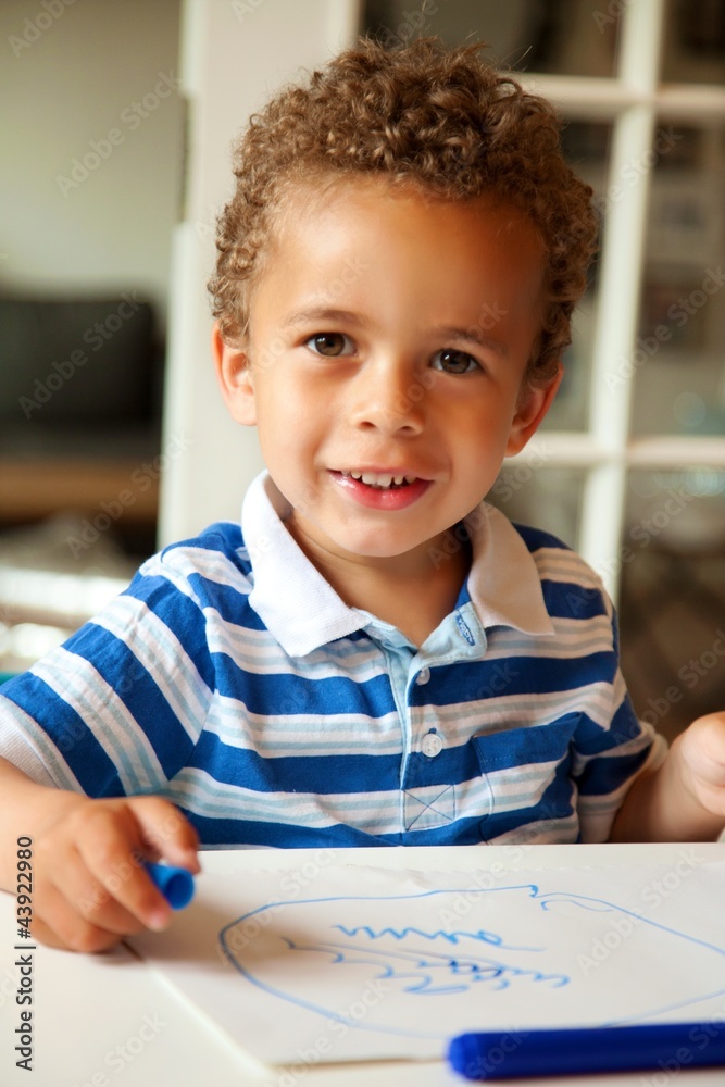 Small Boy Looking Happy After Finishing School Activity