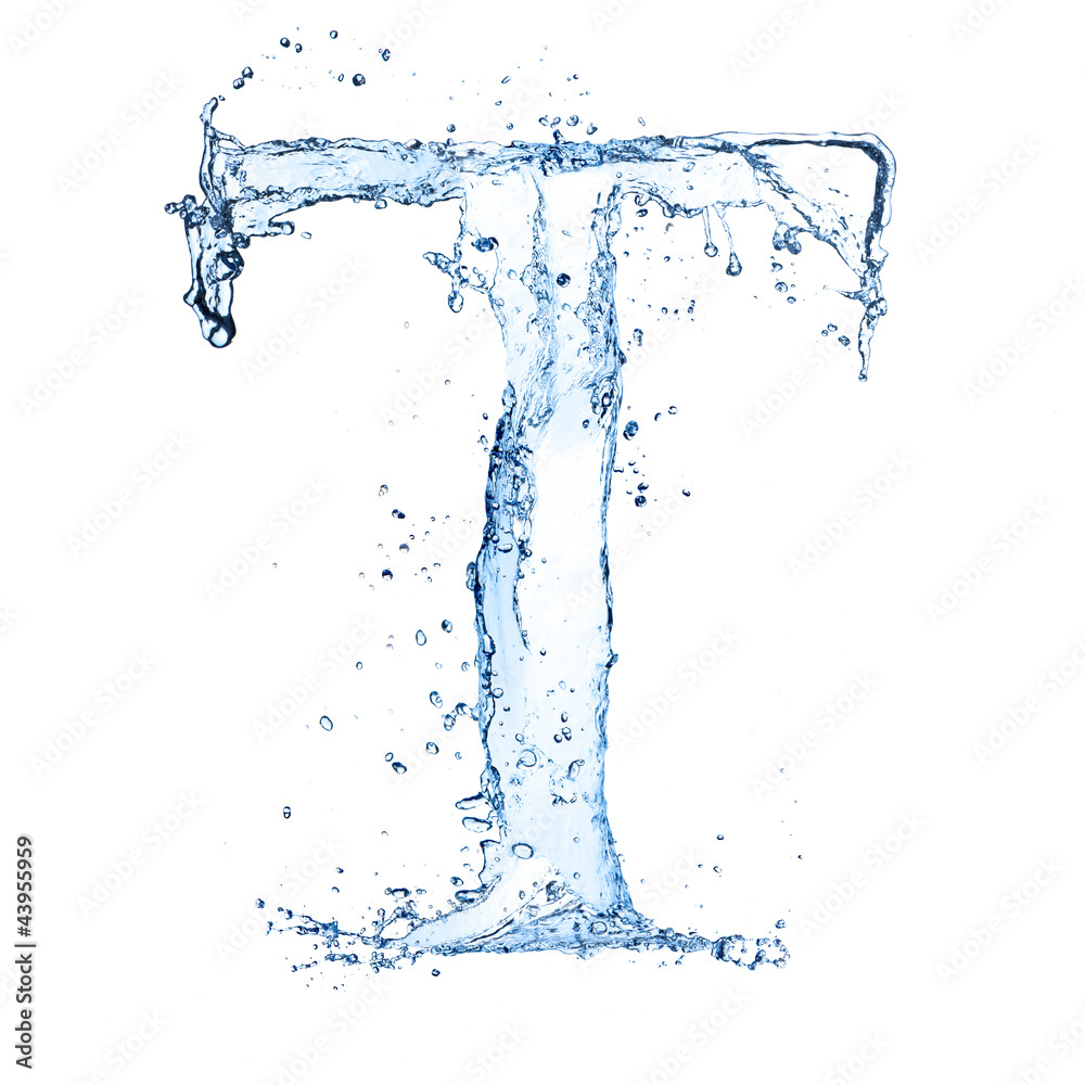 Water splashes letter T