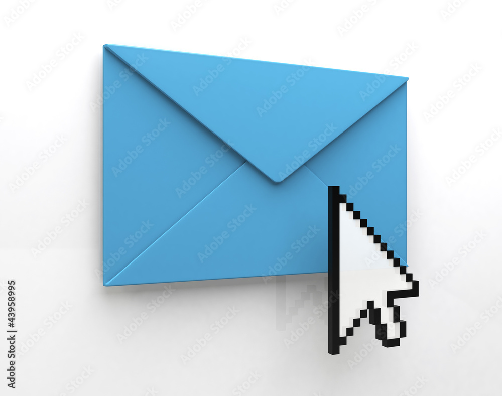 mouse point click blue letter icon