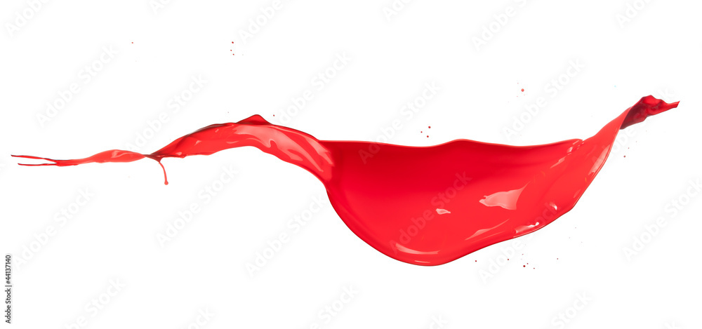 Isolated shot of red paint splash on white background