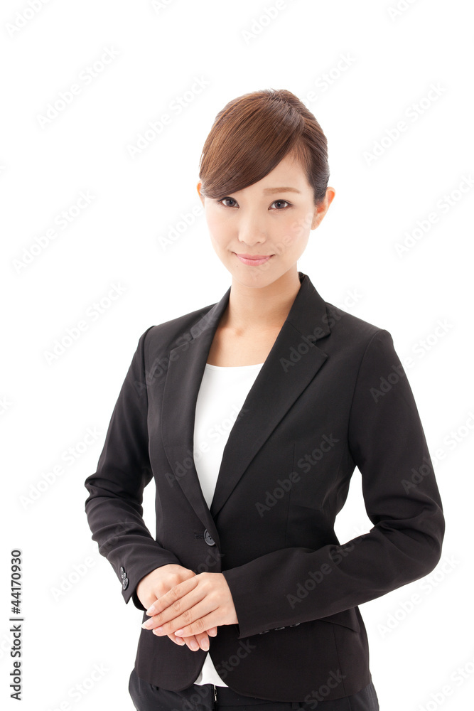 asian businesswoman on white background