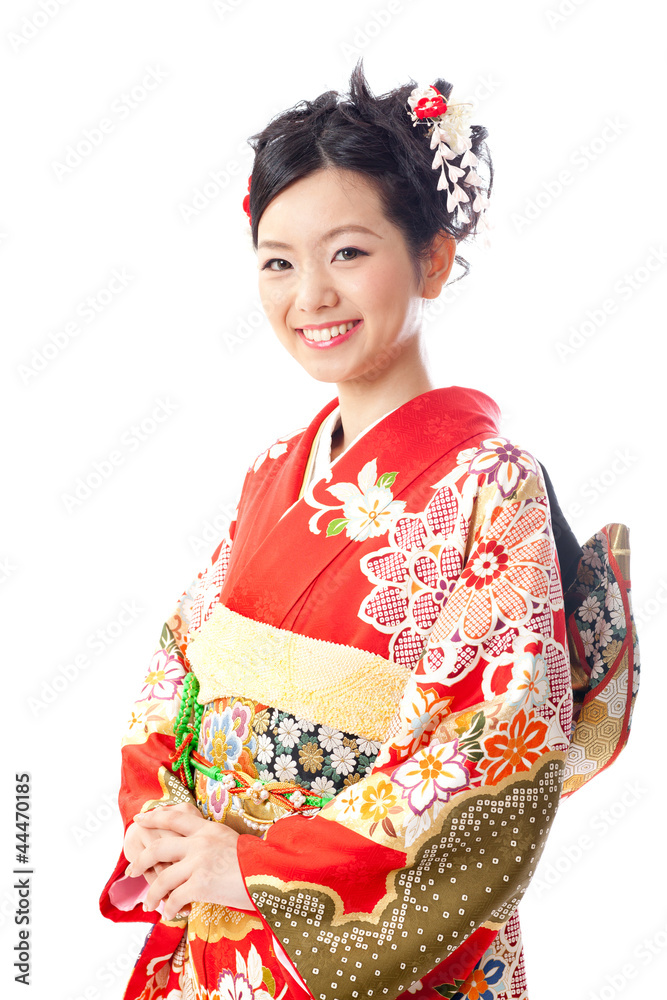 白底日本和服女人