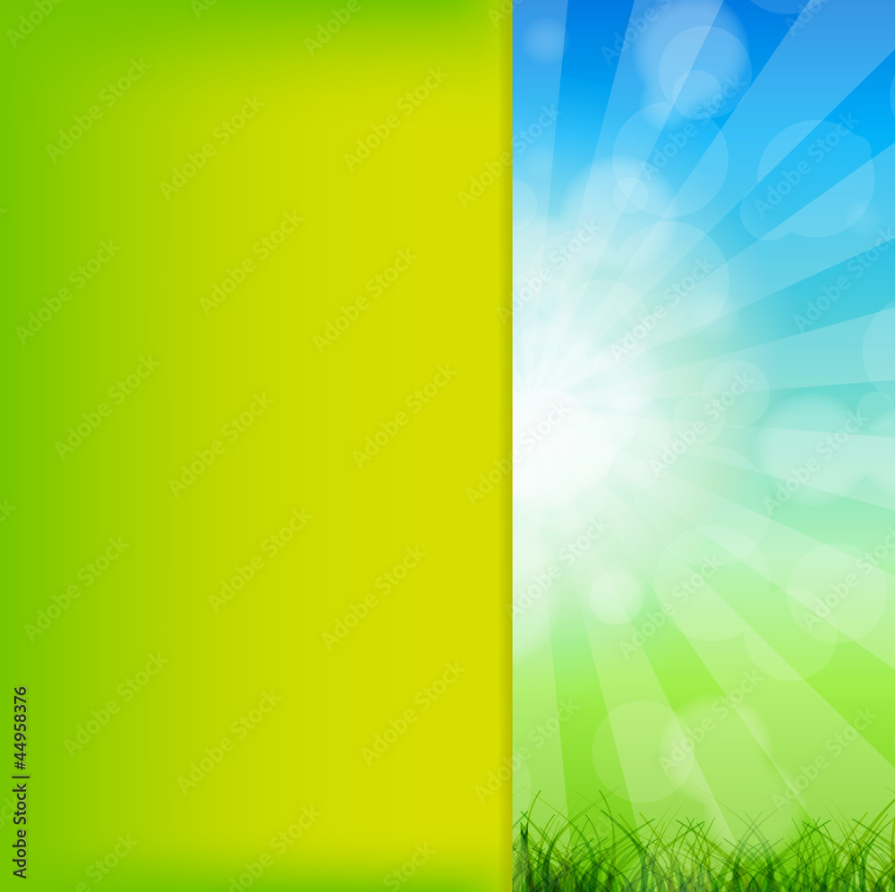 Summer Abstract Background with grass and chamomile against sunn