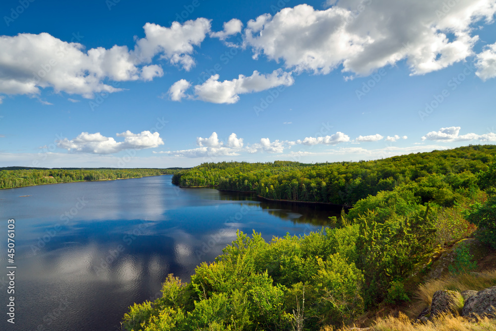 Idyllic Swedish lake in summer time