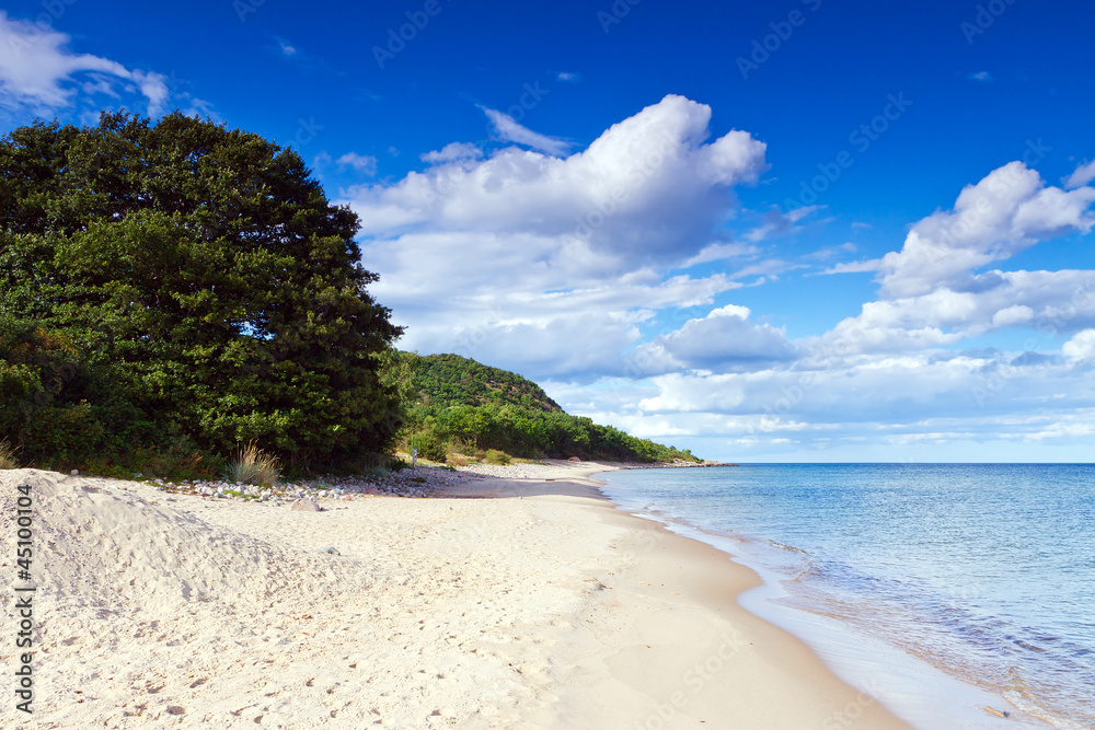 Swedish side of Baltic Sea with sandy beach