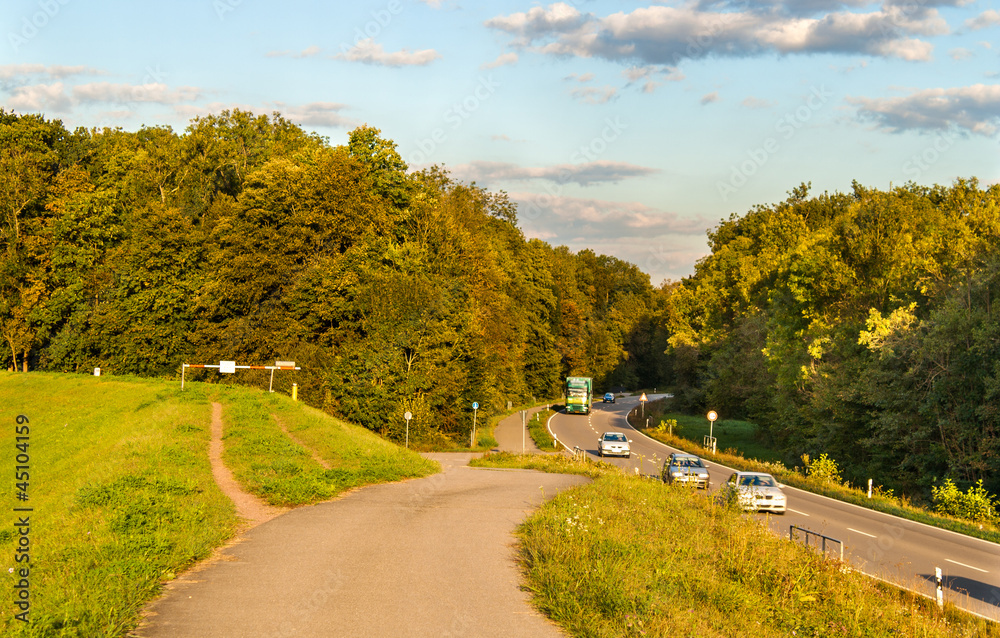 Highway in a forest. Germany, Baden-Württemberg