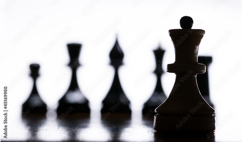 Wooden chessboard with chessmen