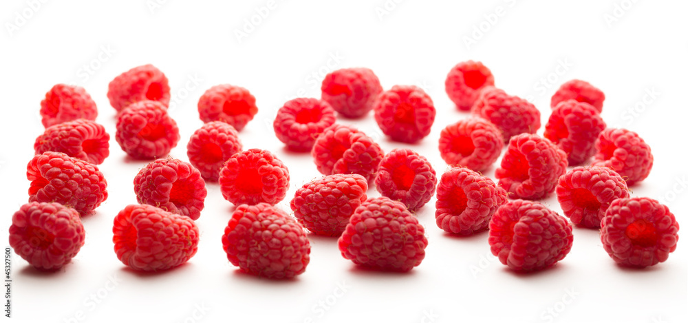 Fresh raspberry on white background