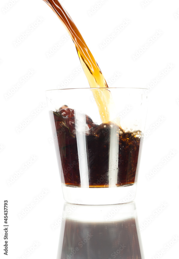 Pouring of cola in the glass