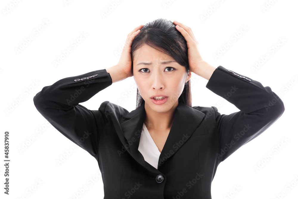 asian businesswoman on white background