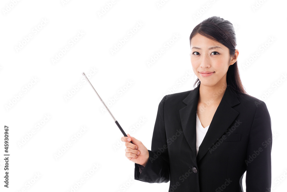 asian businesswoman on white background