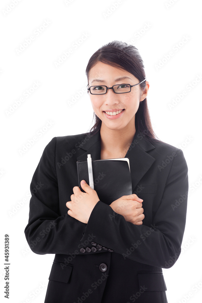 asian businesswoman on white background