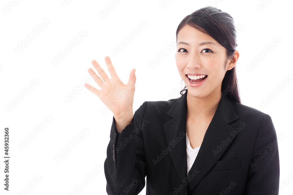 asian businesswoman on white background