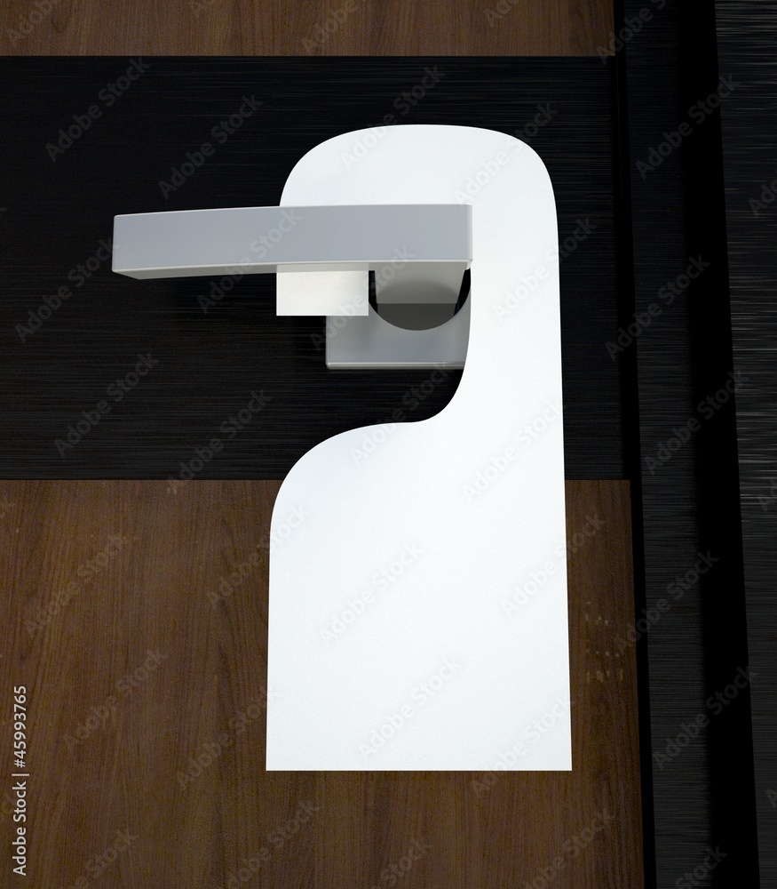 3d blank sign on door handle