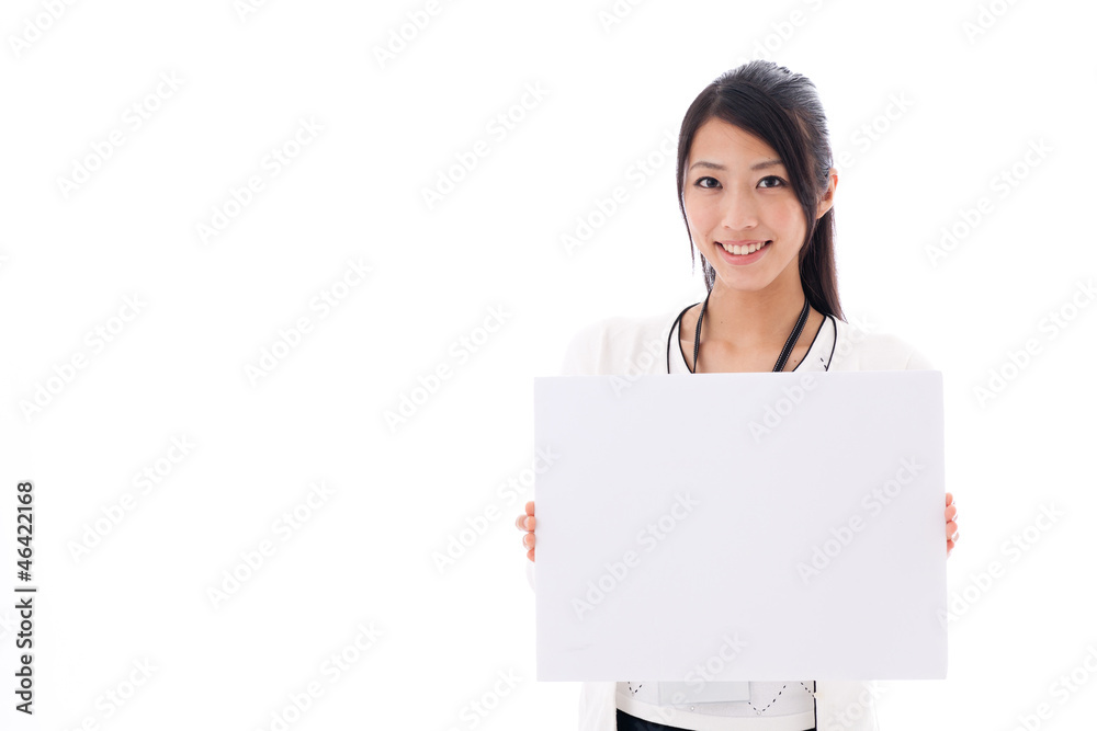 attractive asian businesswoman on white background