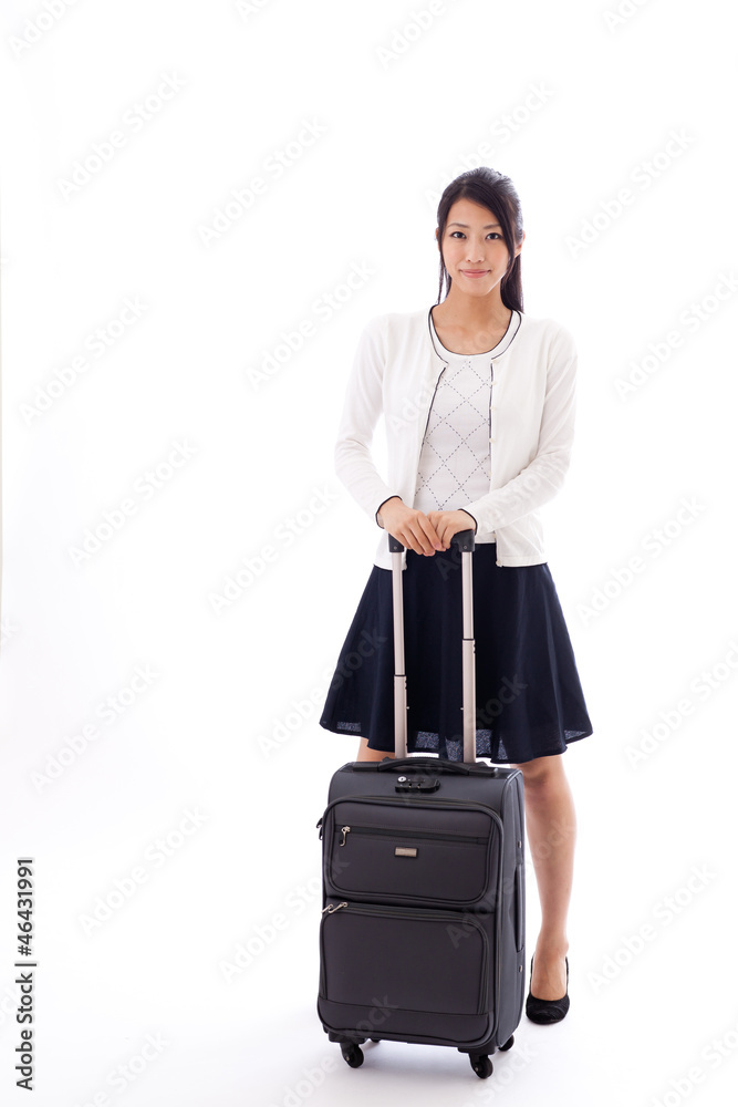 attractive asian businesswoman on white background