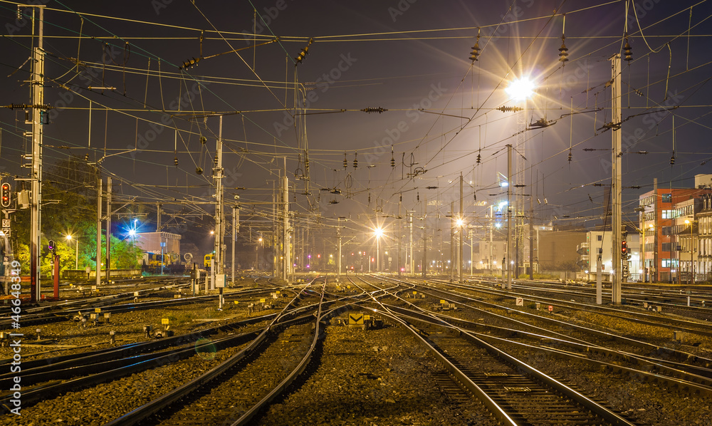 Strasbourg railway station at night. Alsace, France