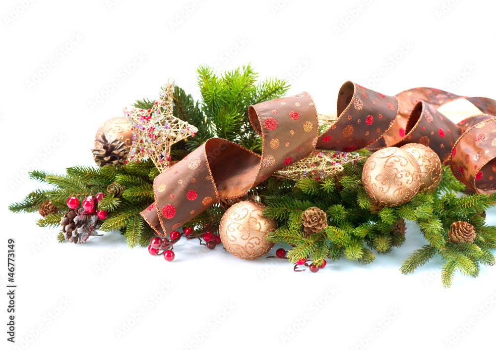 Christmas Decorations Isolated on White Background