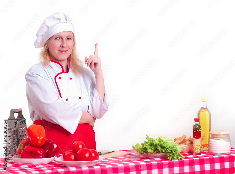 attractive woman cooks