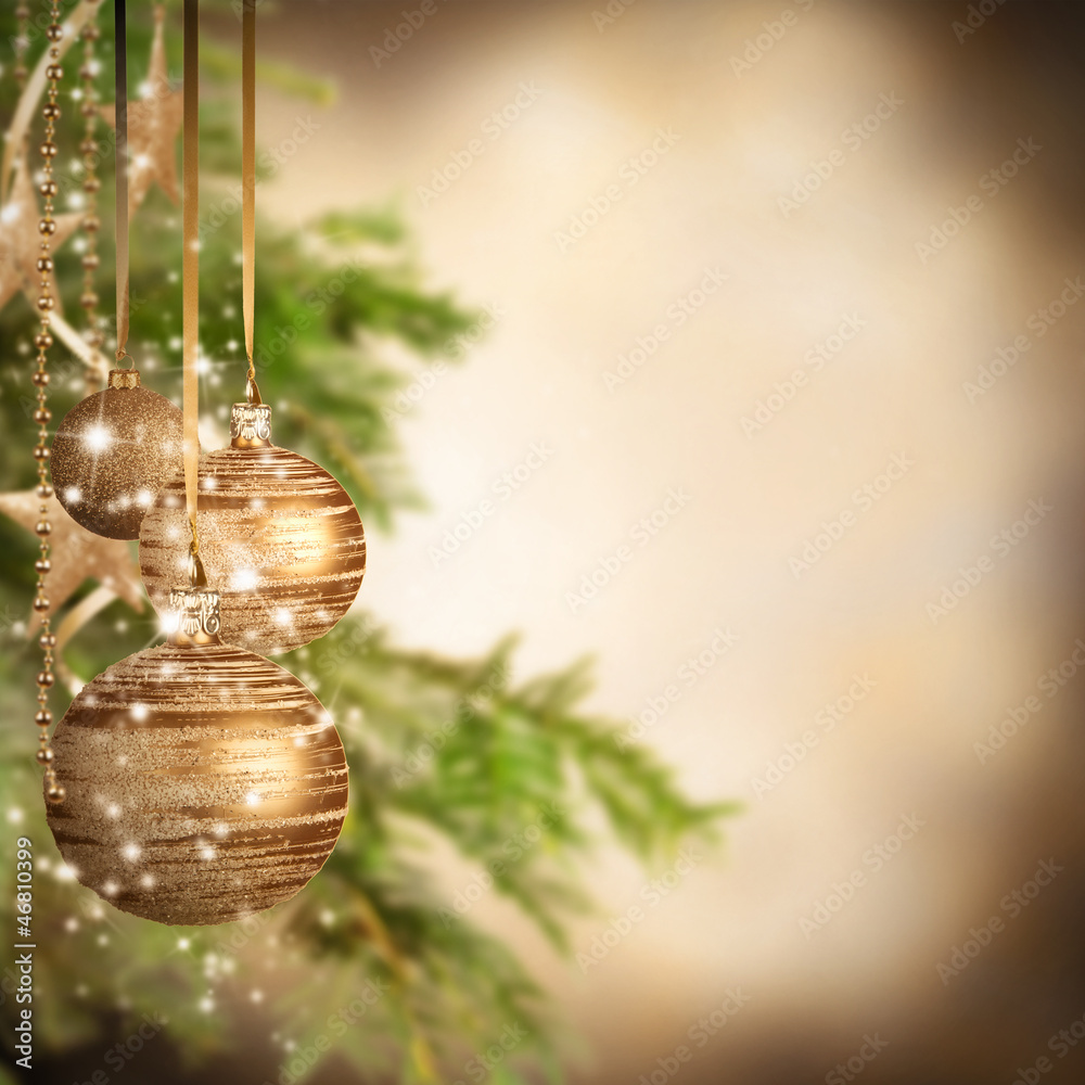 Christmas balls background with free space for text