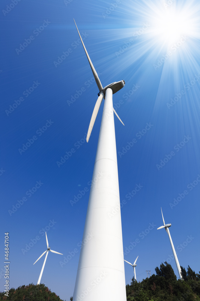 wind power against a blue sky