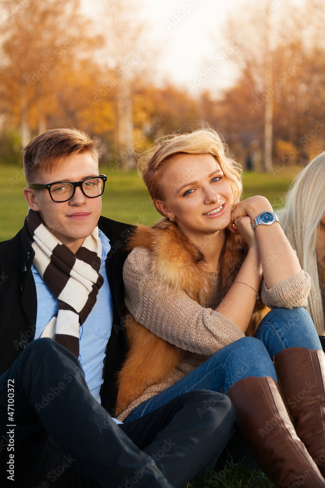 Lovely young students couple