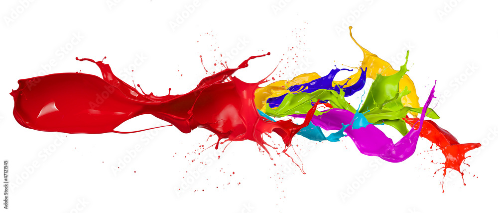  Colored paint splashes isolated on white background