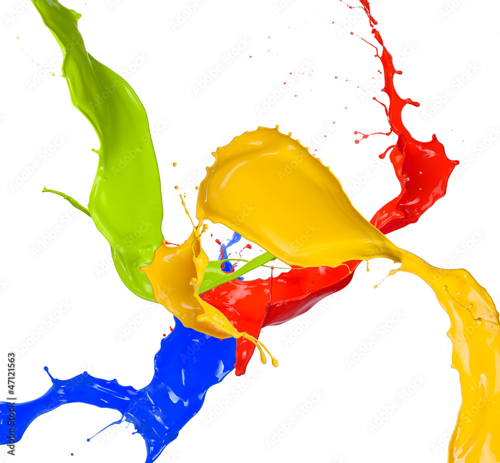  Colored paint splashes isolated on white background