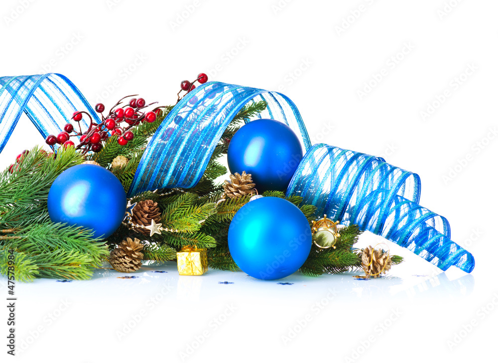 Christmas and New Year Blue Baubles And Decoration