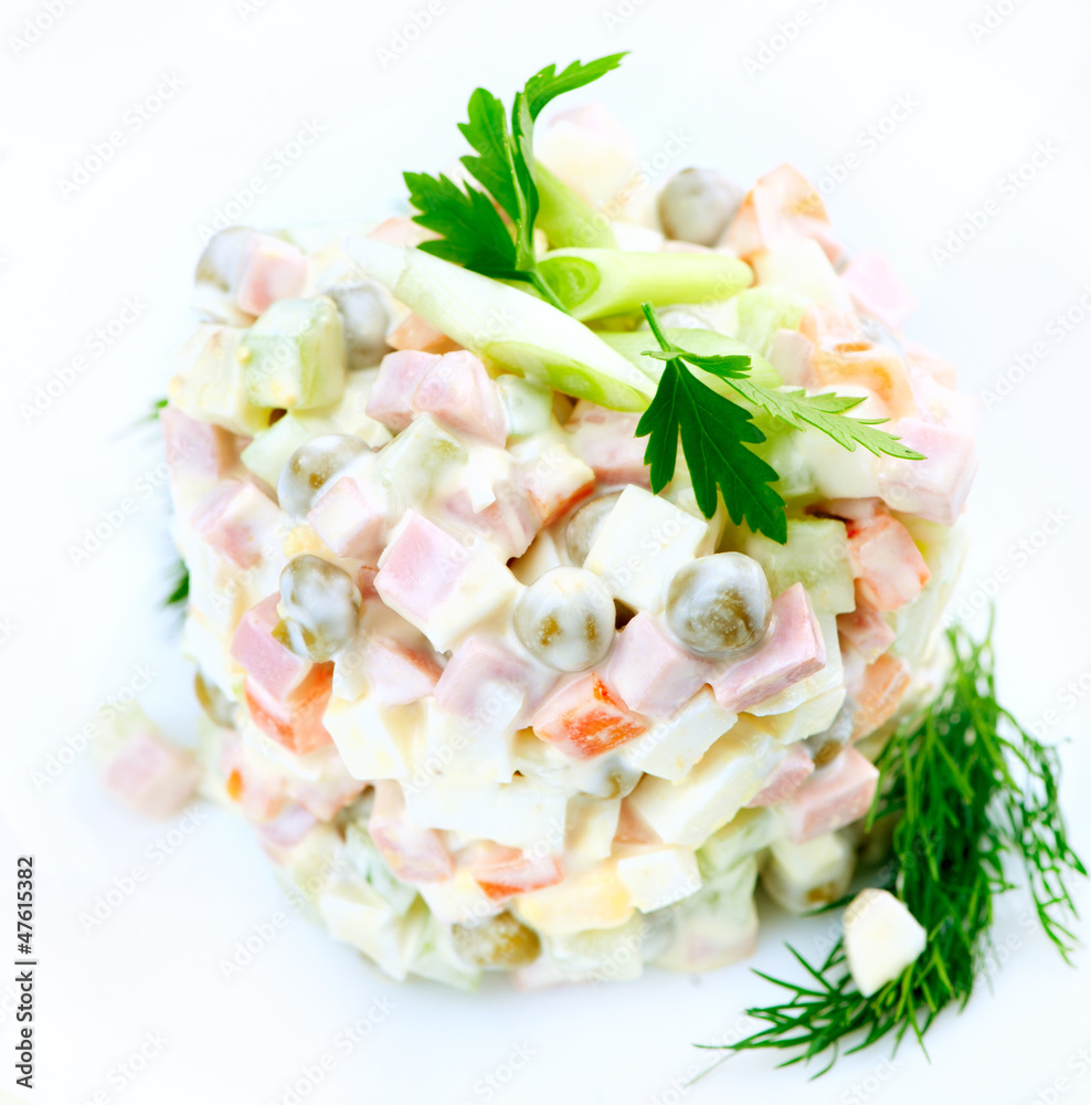 Salad Olivier. Russian traditional salad