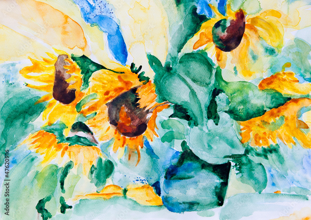 Aquarell: Herbstblumen