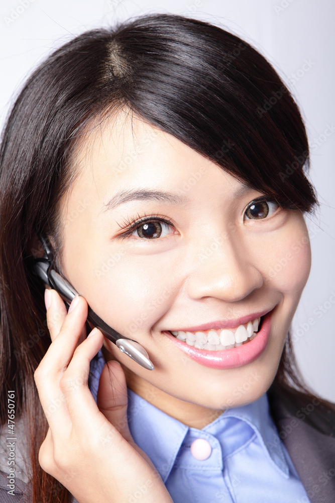 business woman wearing headset