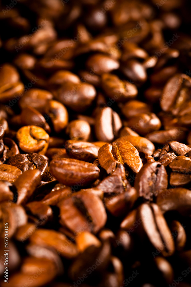 Macro photo of coffee beens, low depth of focus