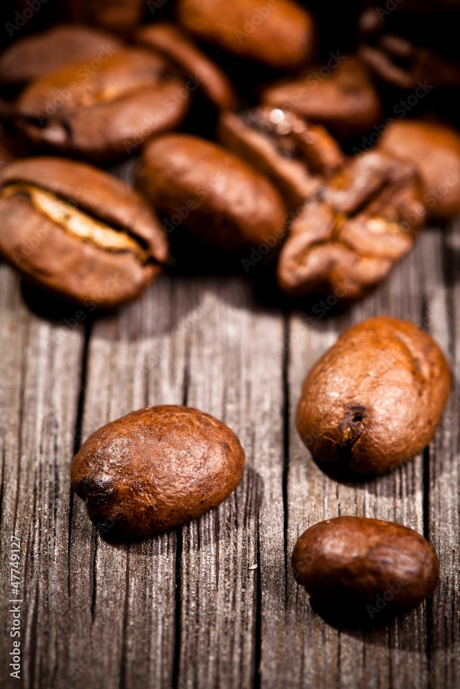 Macro photo of coffee beens, low depth of focus