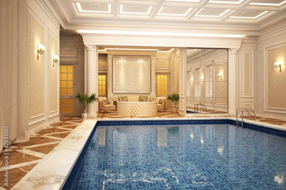 Classic swimming pool of luxury hotel