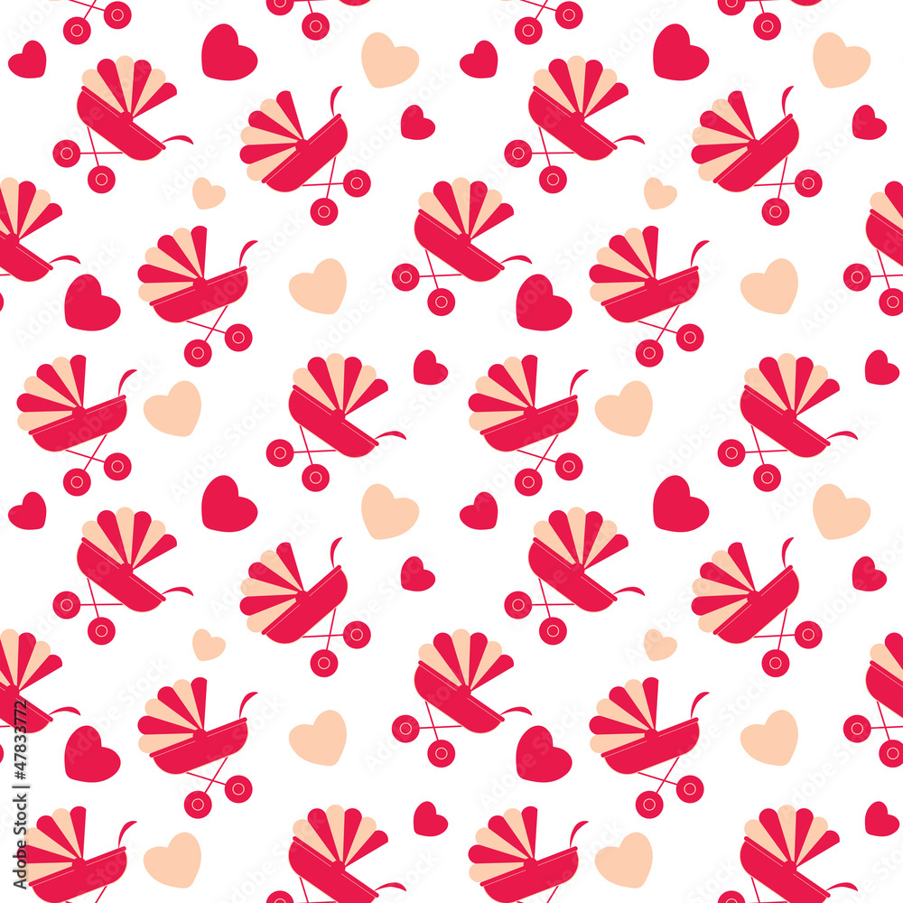 Seamless baby carriages pattern. vector background