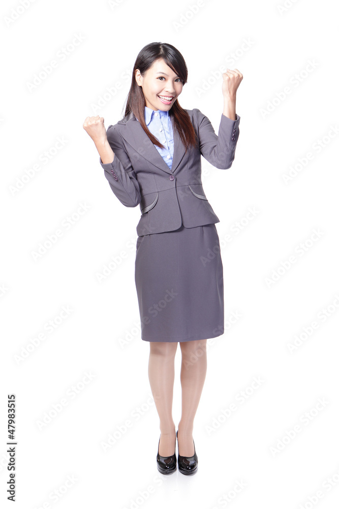 Happy Success winner business woman