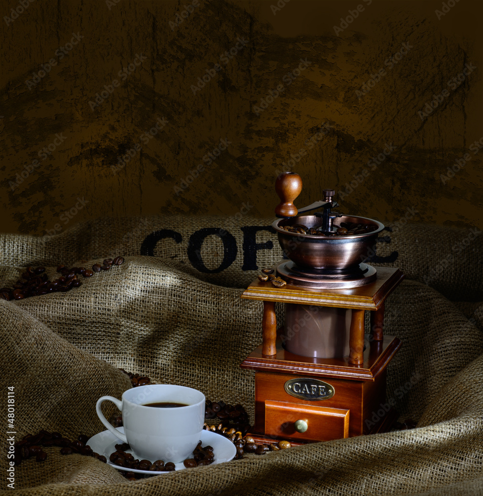 coffee mill and cup